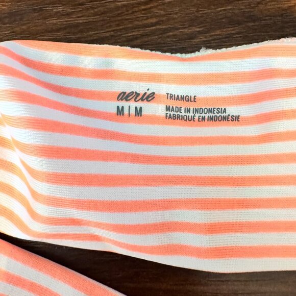 Aerie‎ Orange Stripe MED Ruffle Bikini Top LARGE Bottom Two Piece Swimsuit READ - Picture 2 of 13